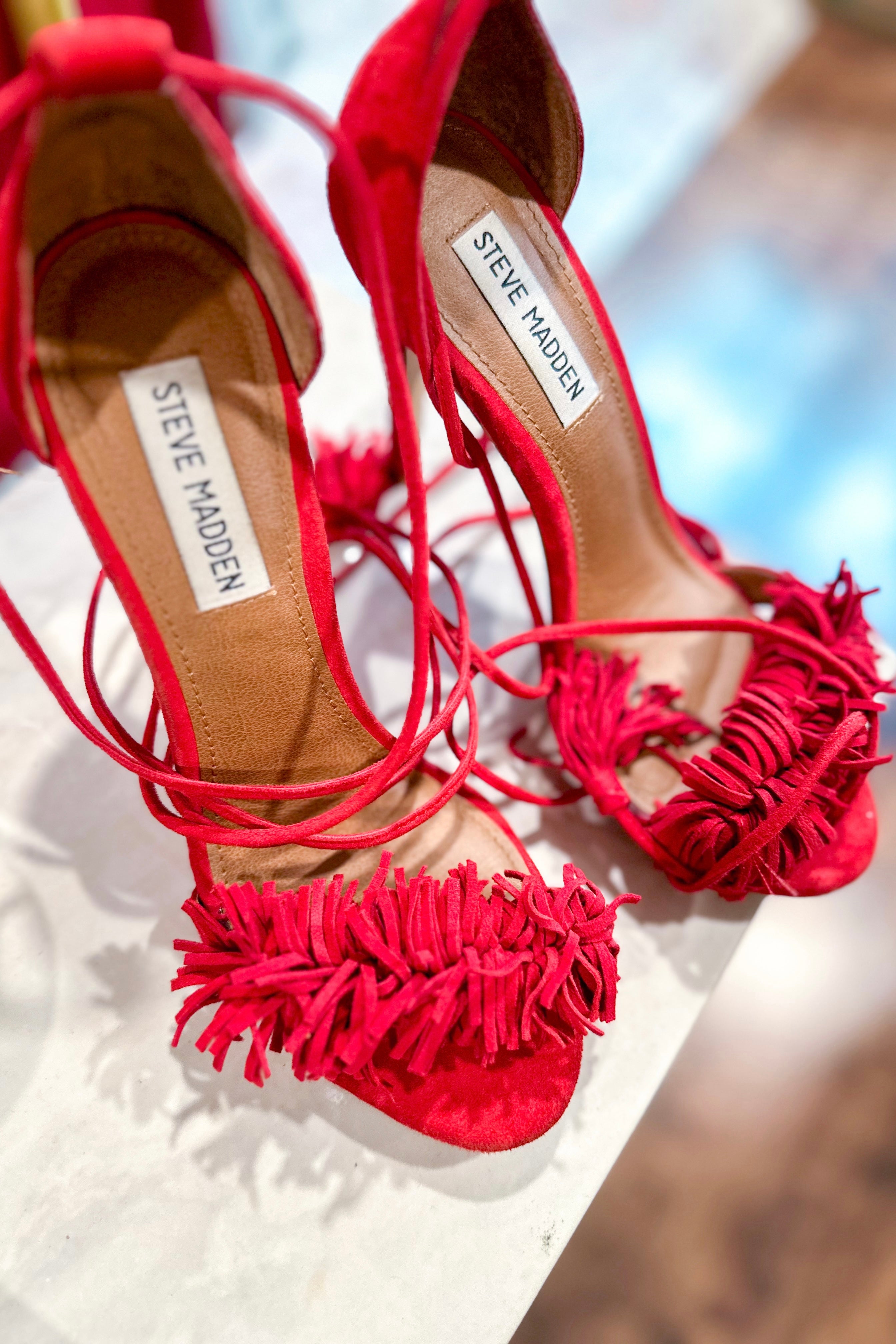 Steve madden red lace up clearance heels