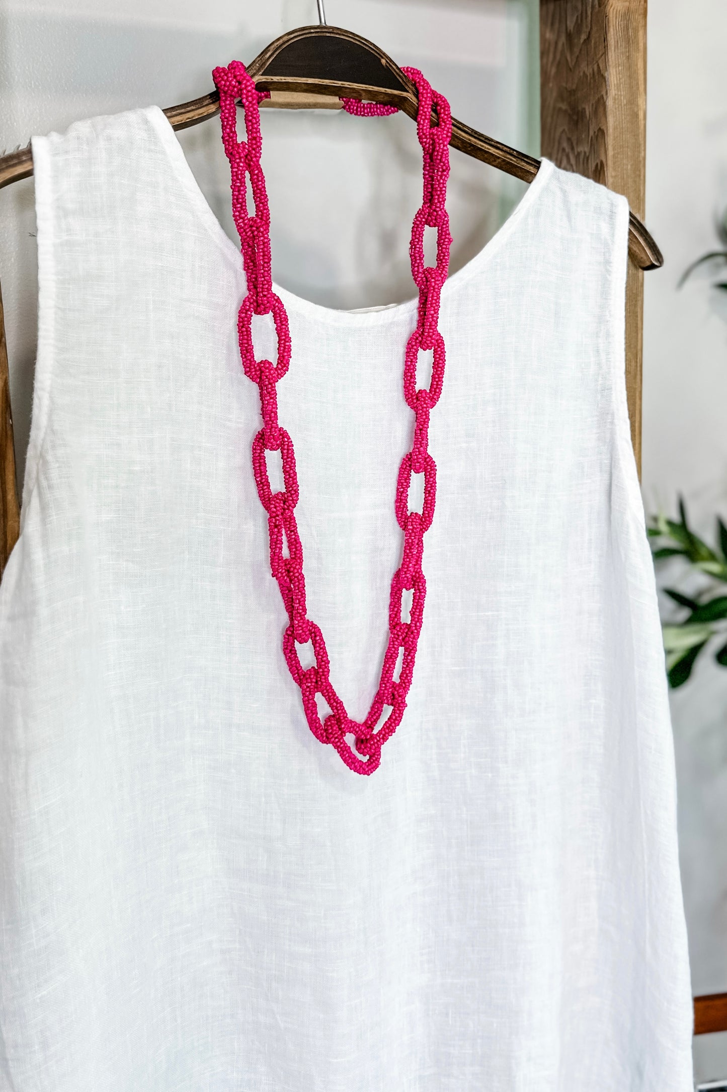 Pink Seed Bead Necklace