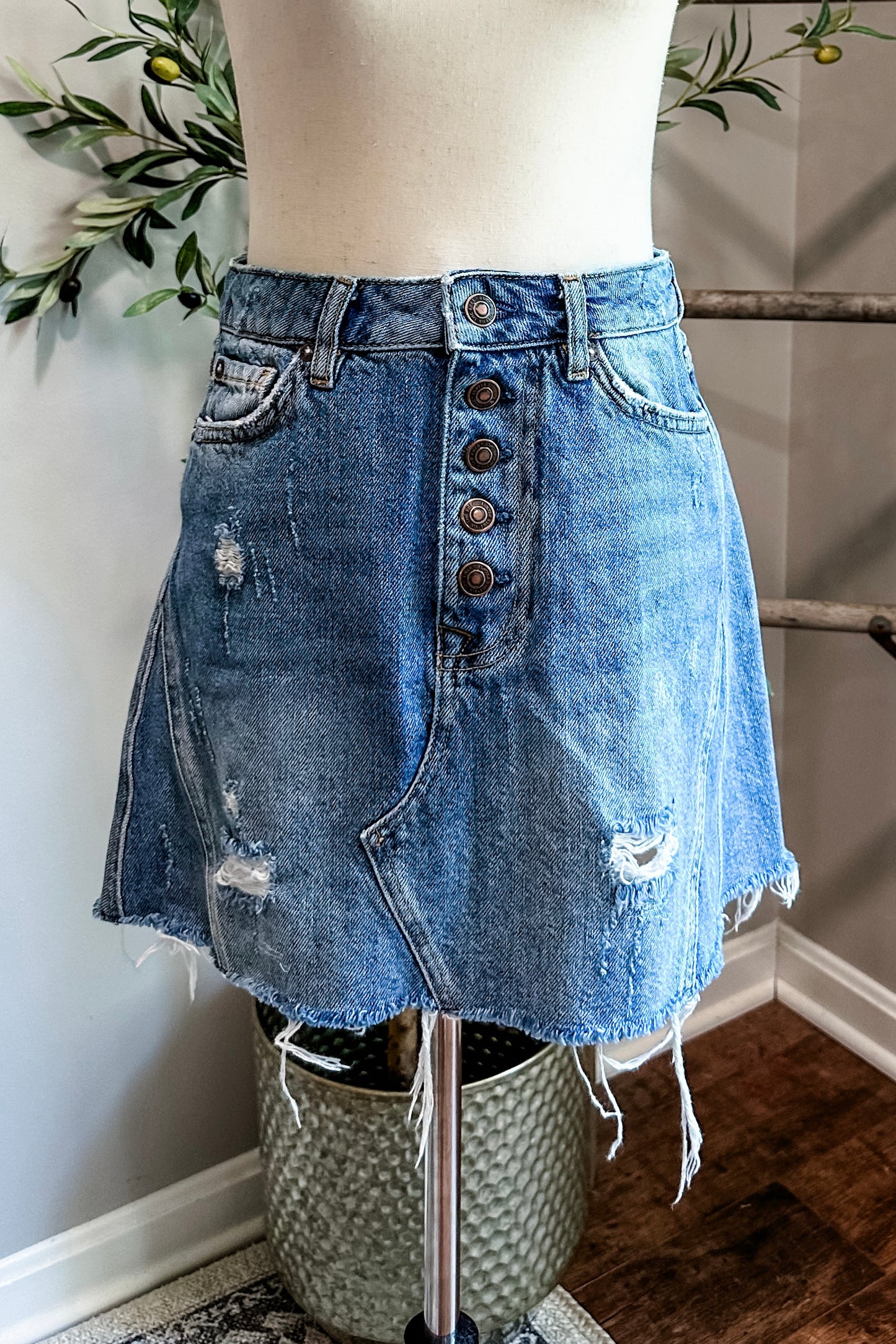 (4) Free People Denim Skirt