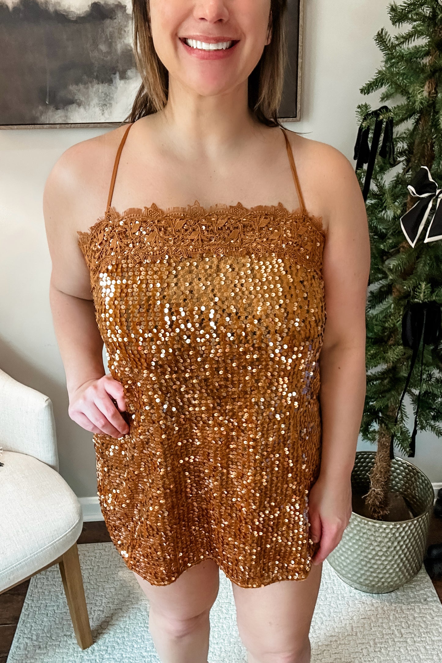 (M) Free People Sequin Slip Mini