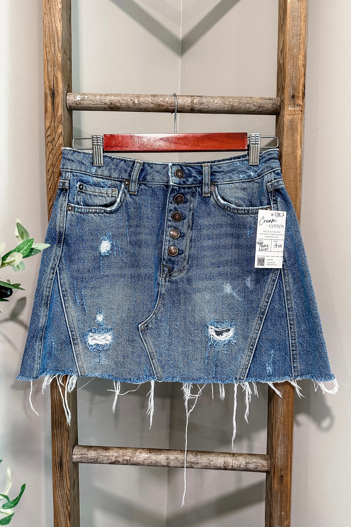 (4) Free People Denim Skirt