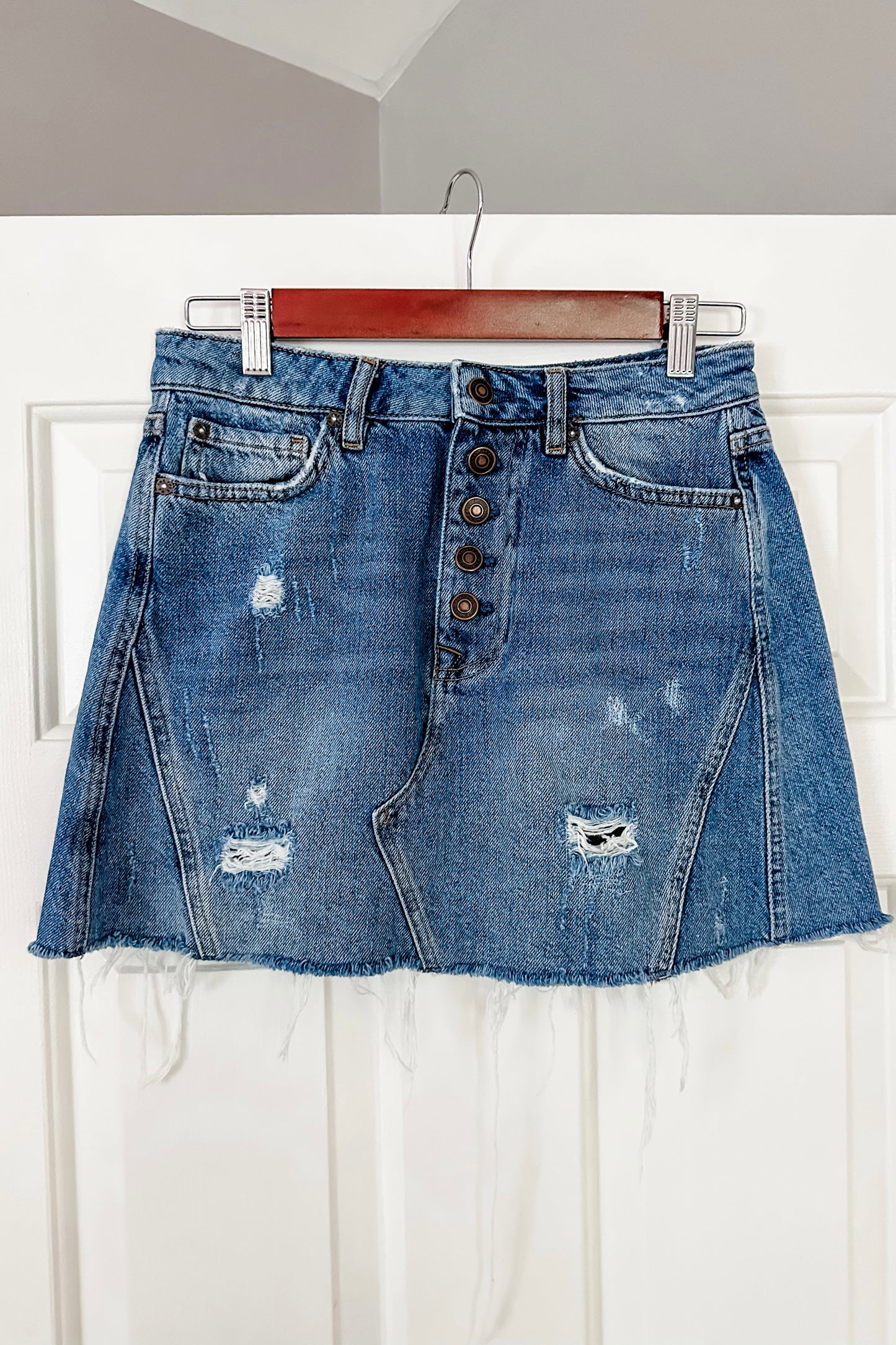 (4) Free People Denim Skirt