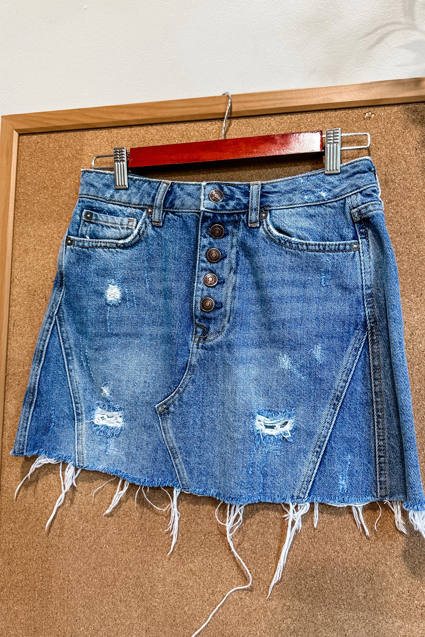 (4) Free People Denim Skirt