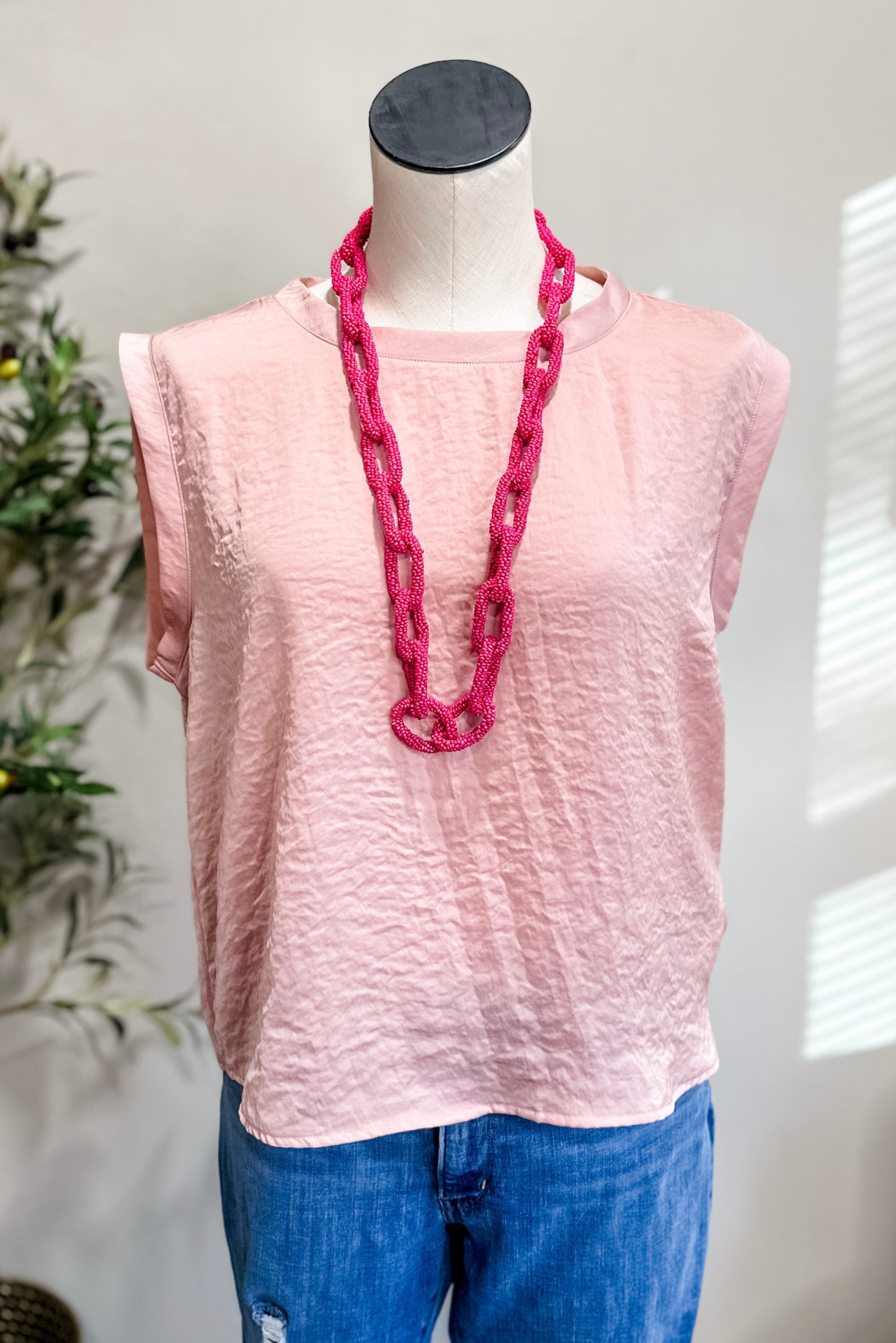 Pink Seed Bead Necklace