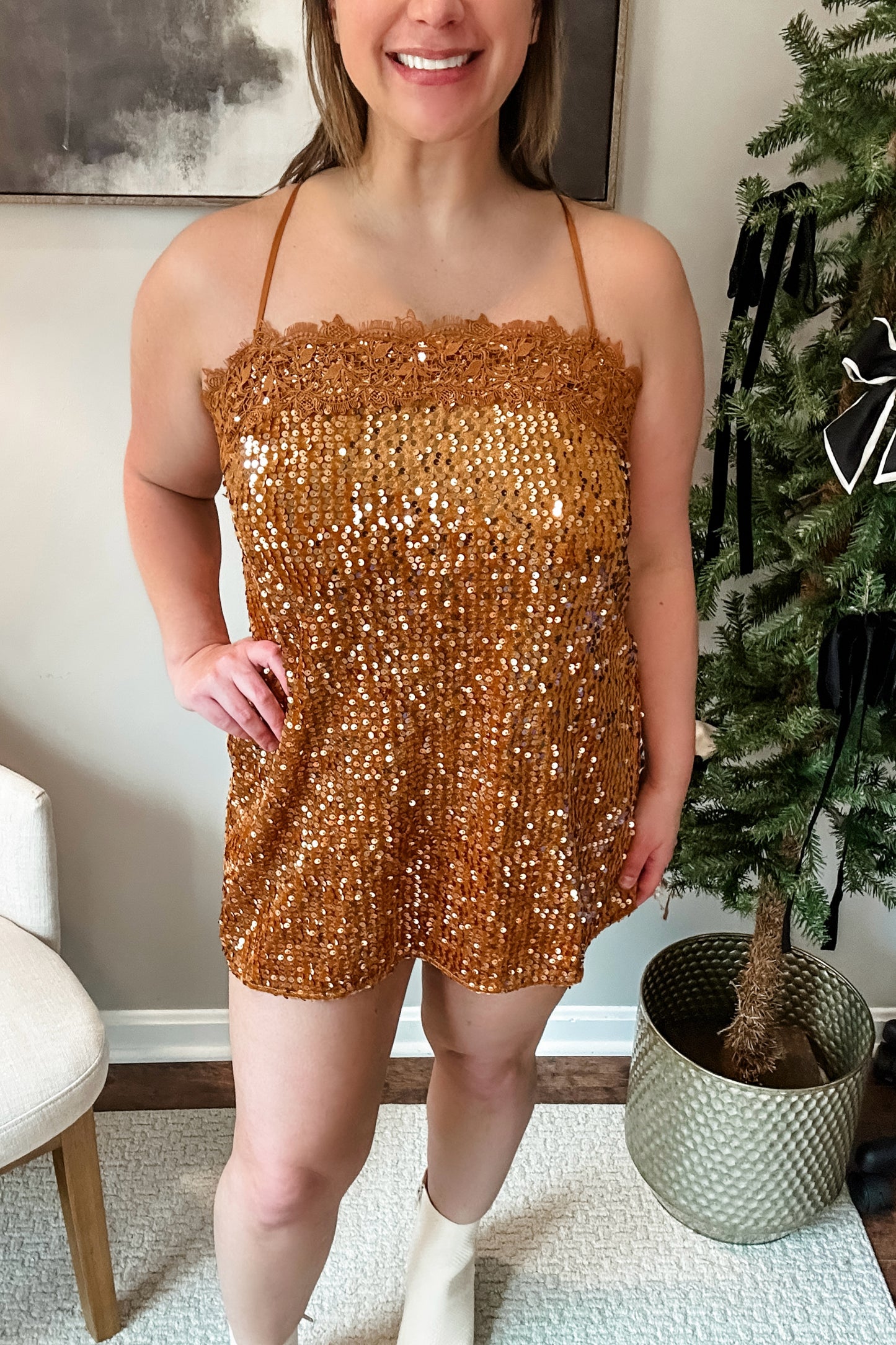 (M) Free People Sequin Slip Mini