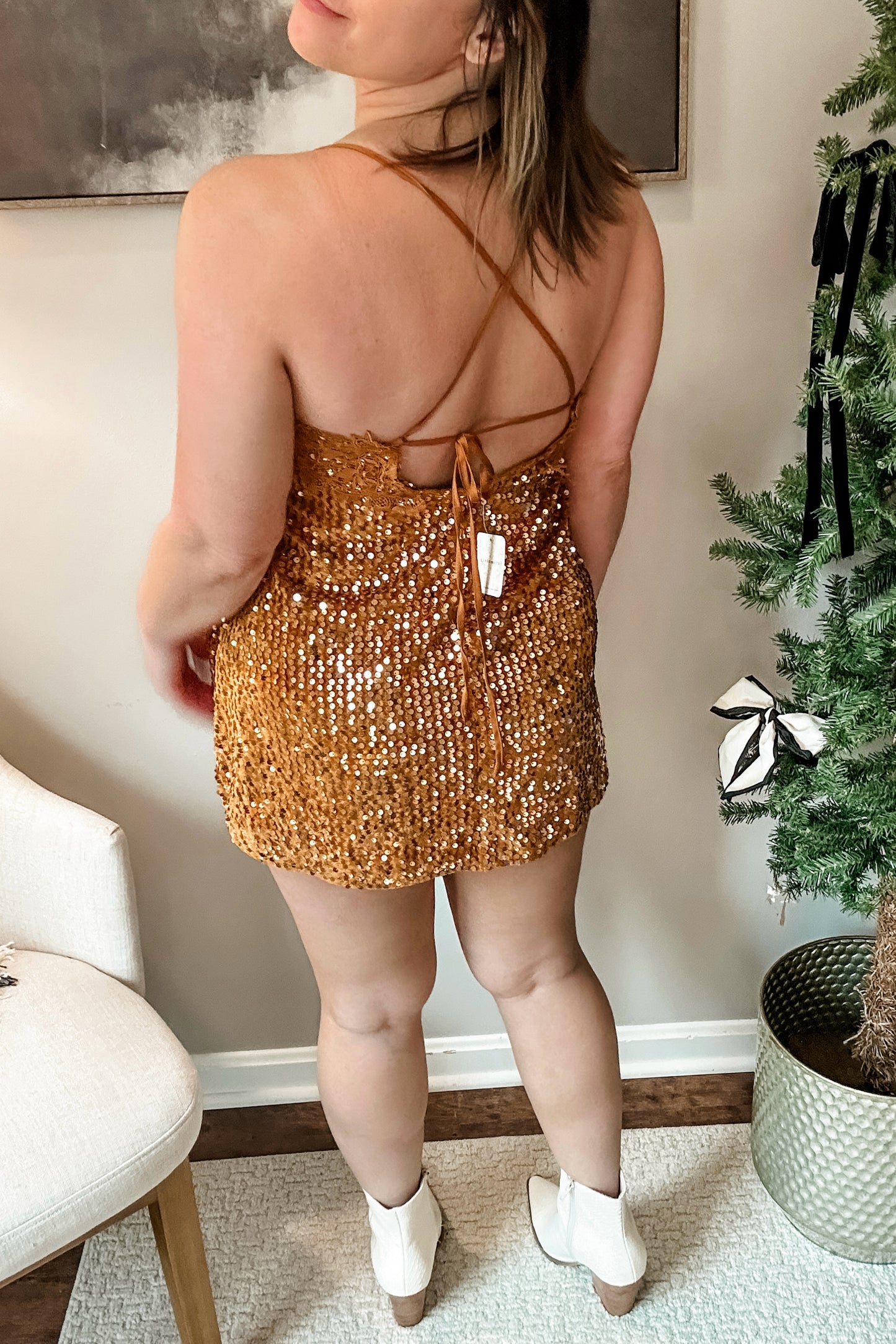 (M) Free People Sequin Slip Mini