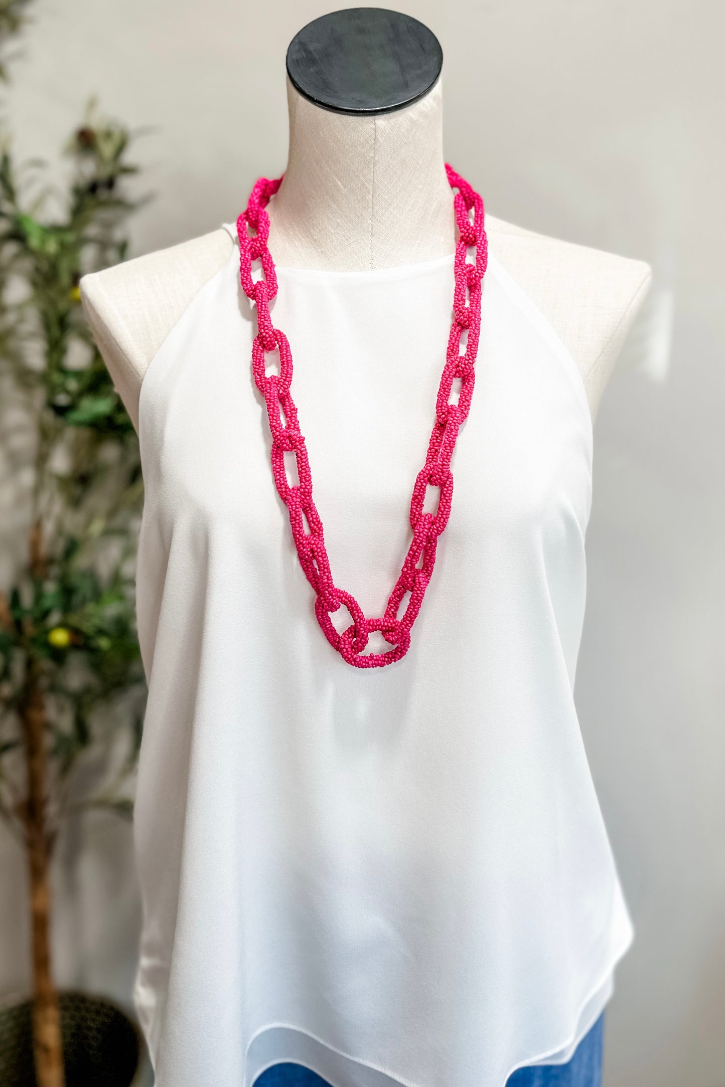 Pink Seed Bead Necklace