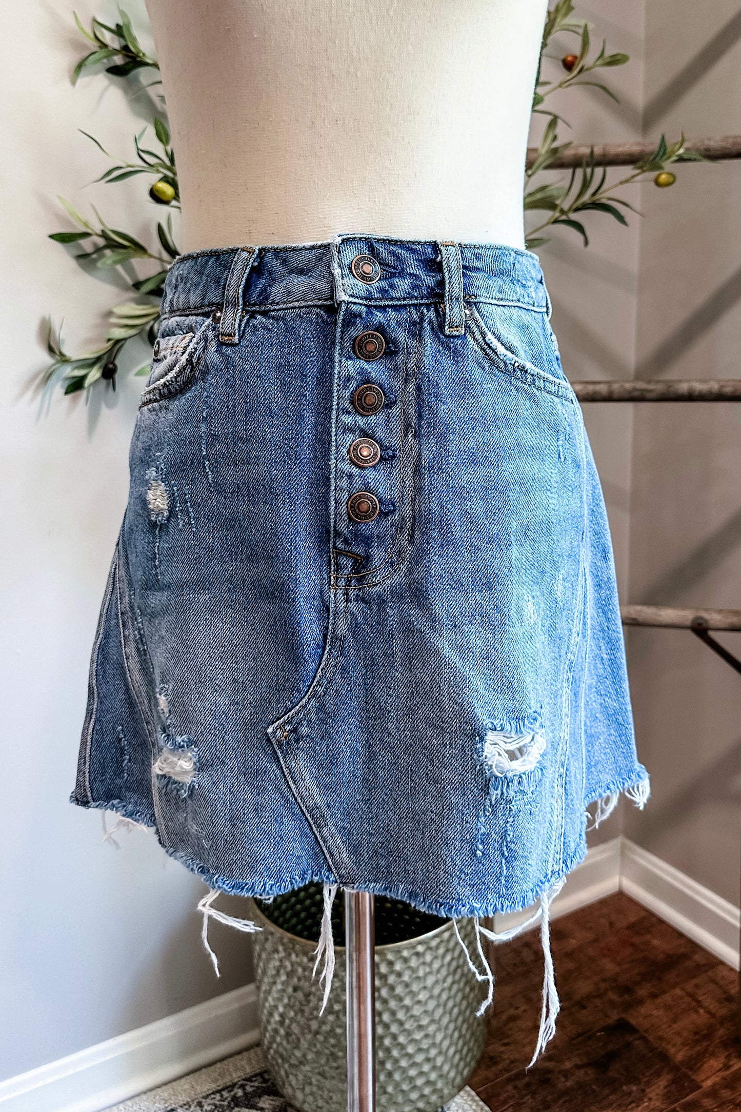 (4) Free People Denim Skirt