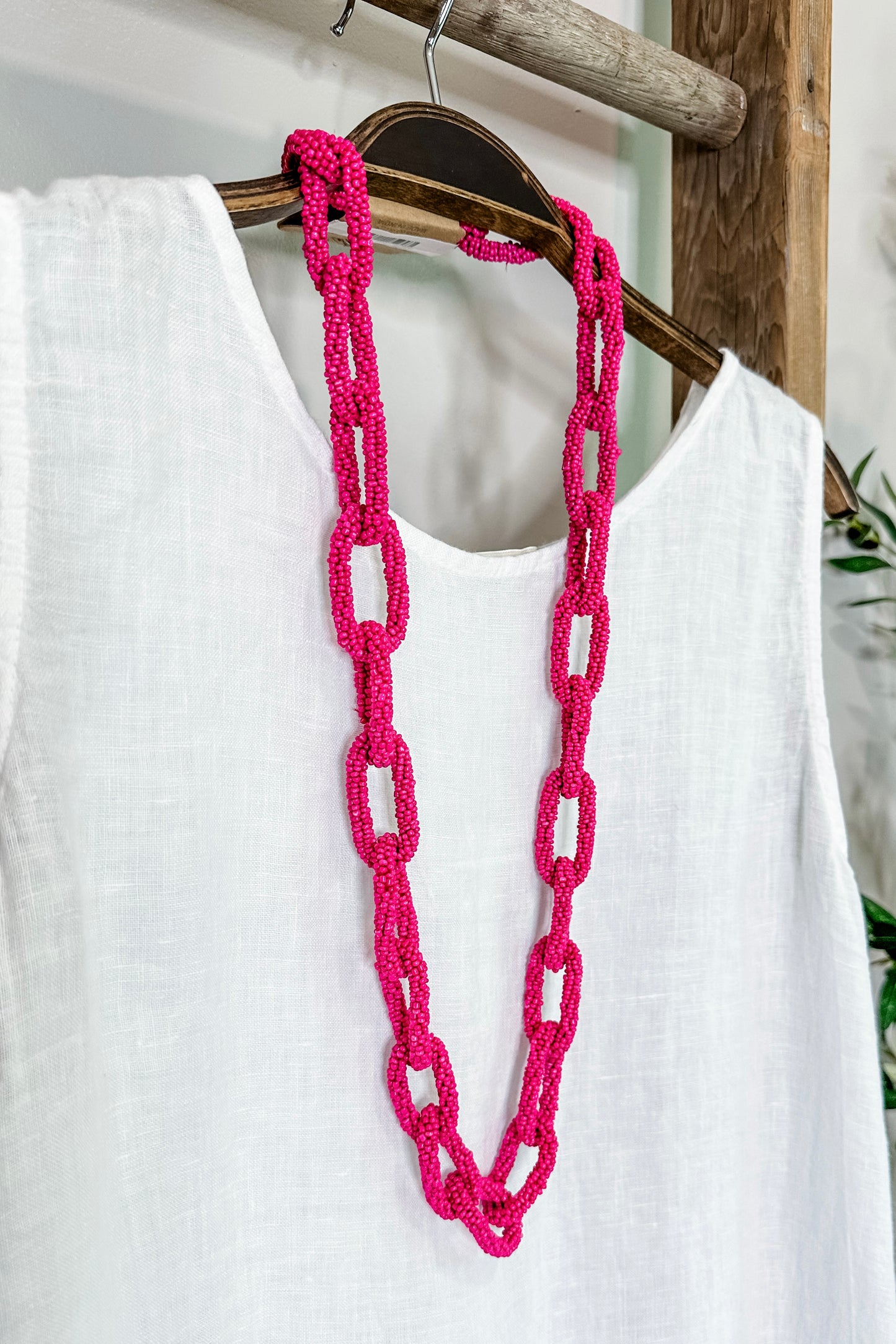 Pink Seed Bead Necklace