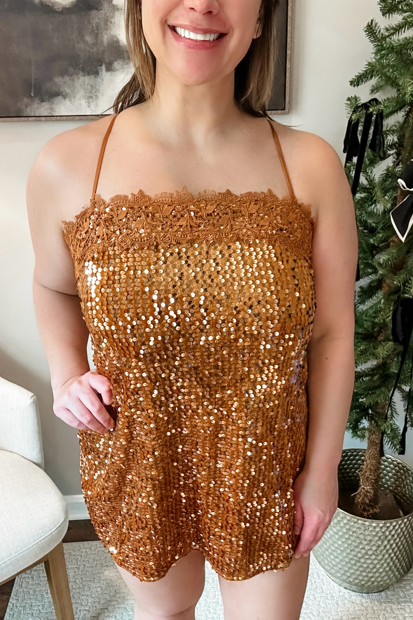 (M) Free People Sequin Slip Mini