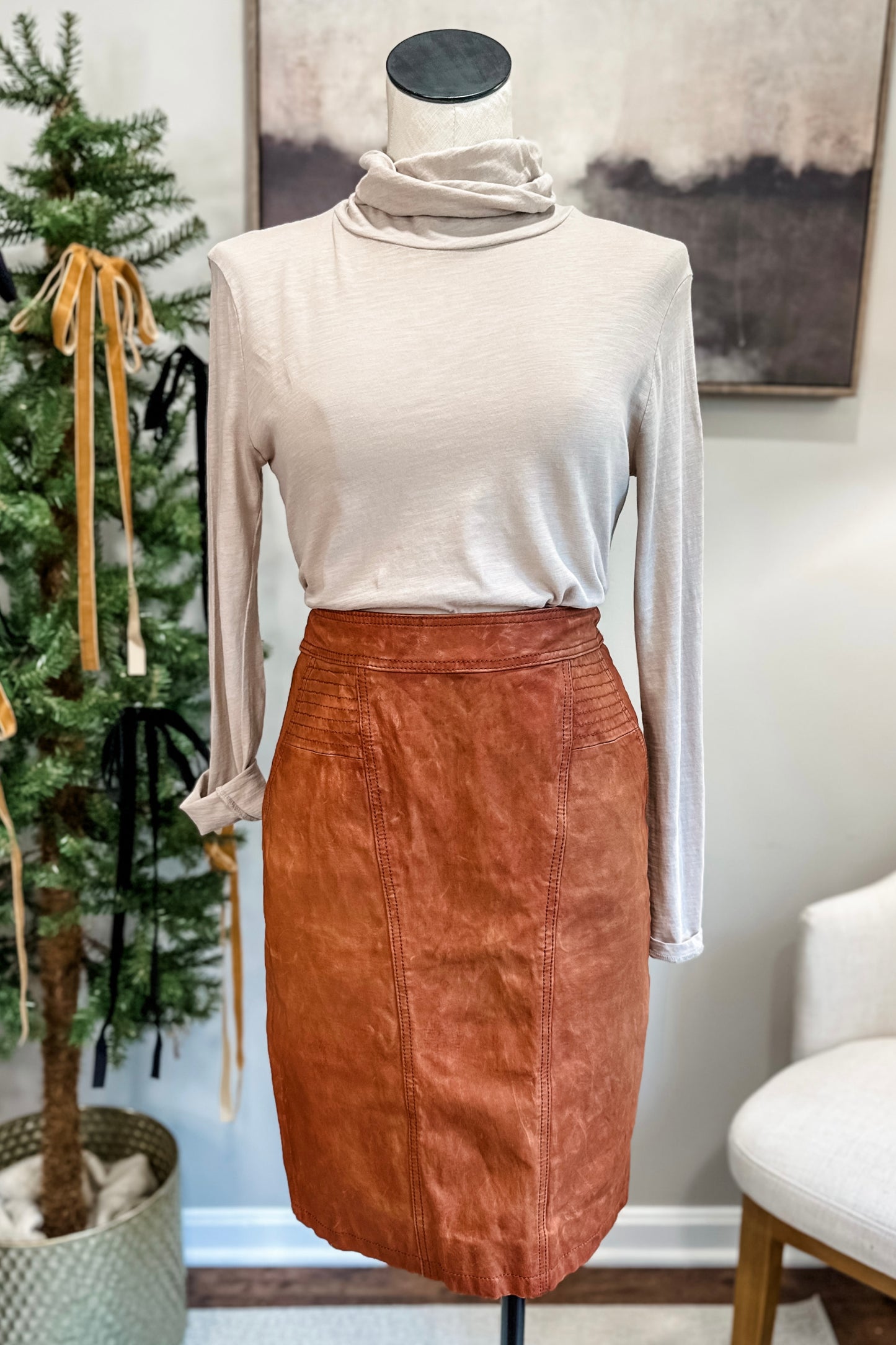 (4) J.Crew Collection Leather Skirt