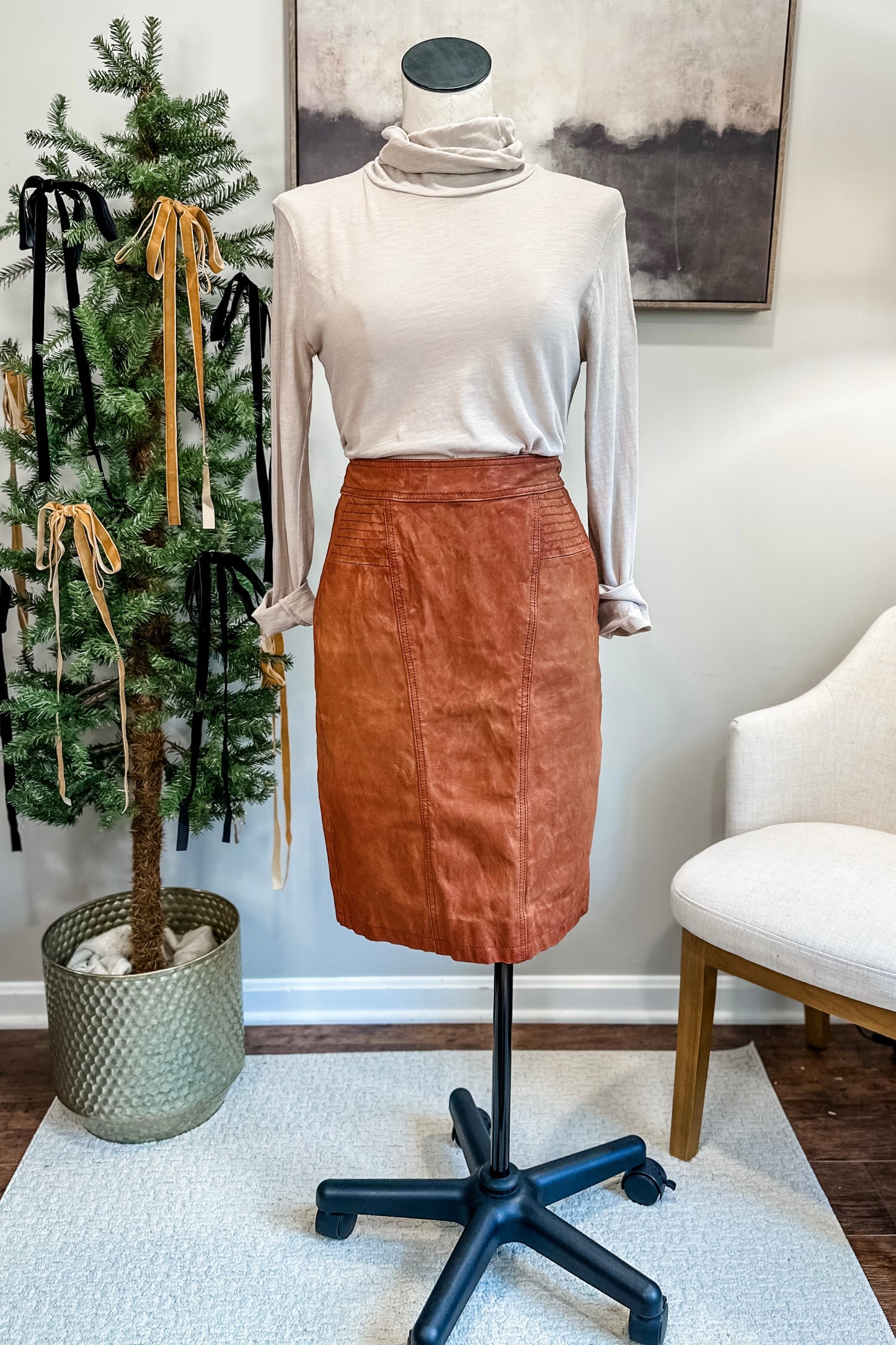 (4) J.Crew Collection Leather Skirt