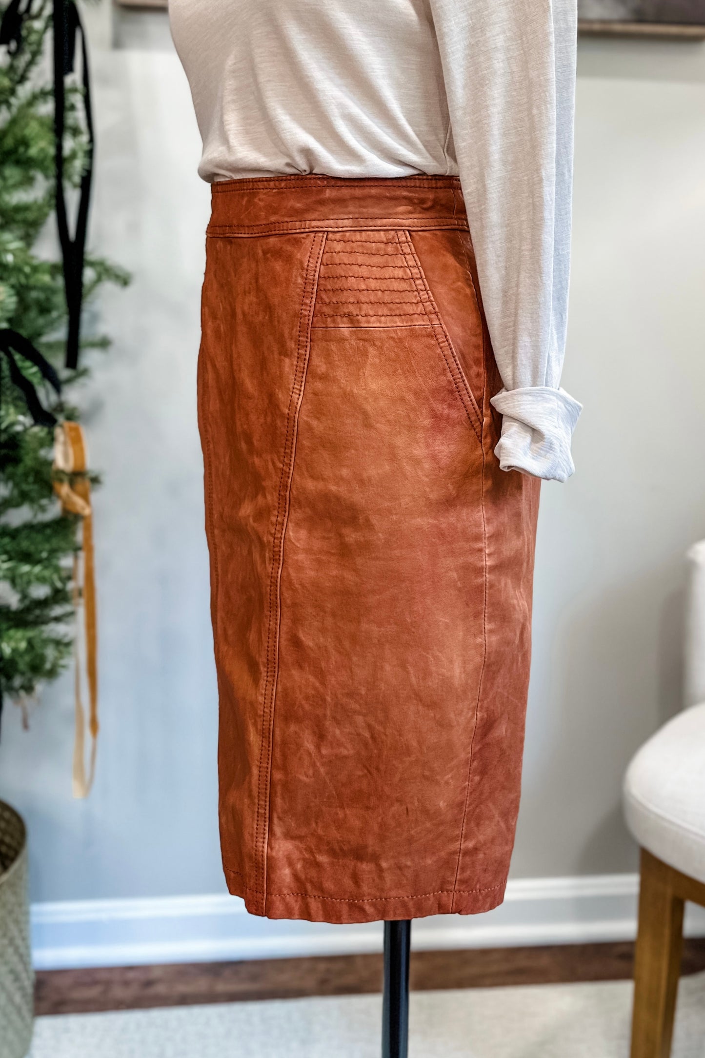 (4) J.Crew Collection Leather Skirt