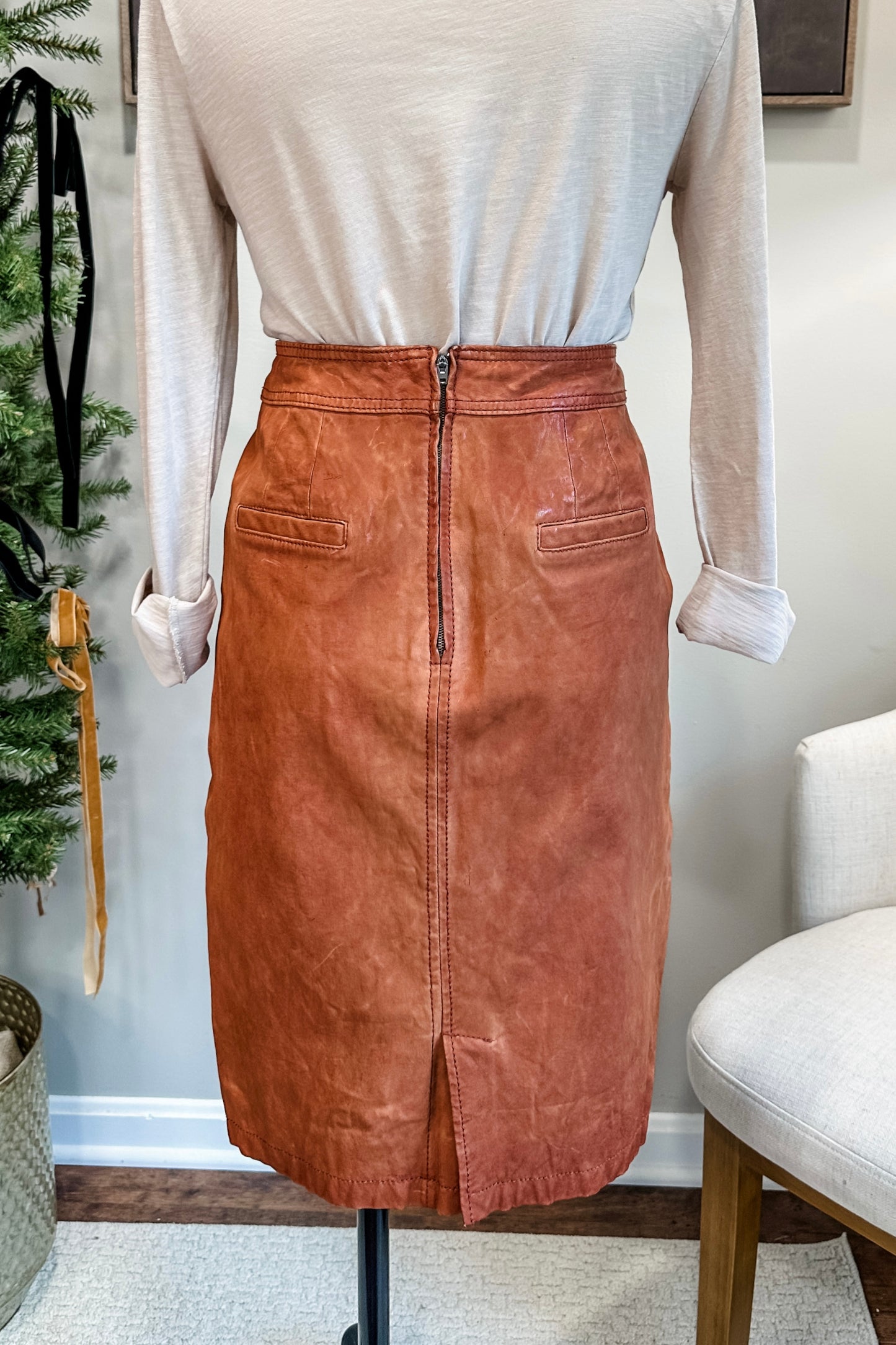 (4) J.Crew Collection Leather Skirt