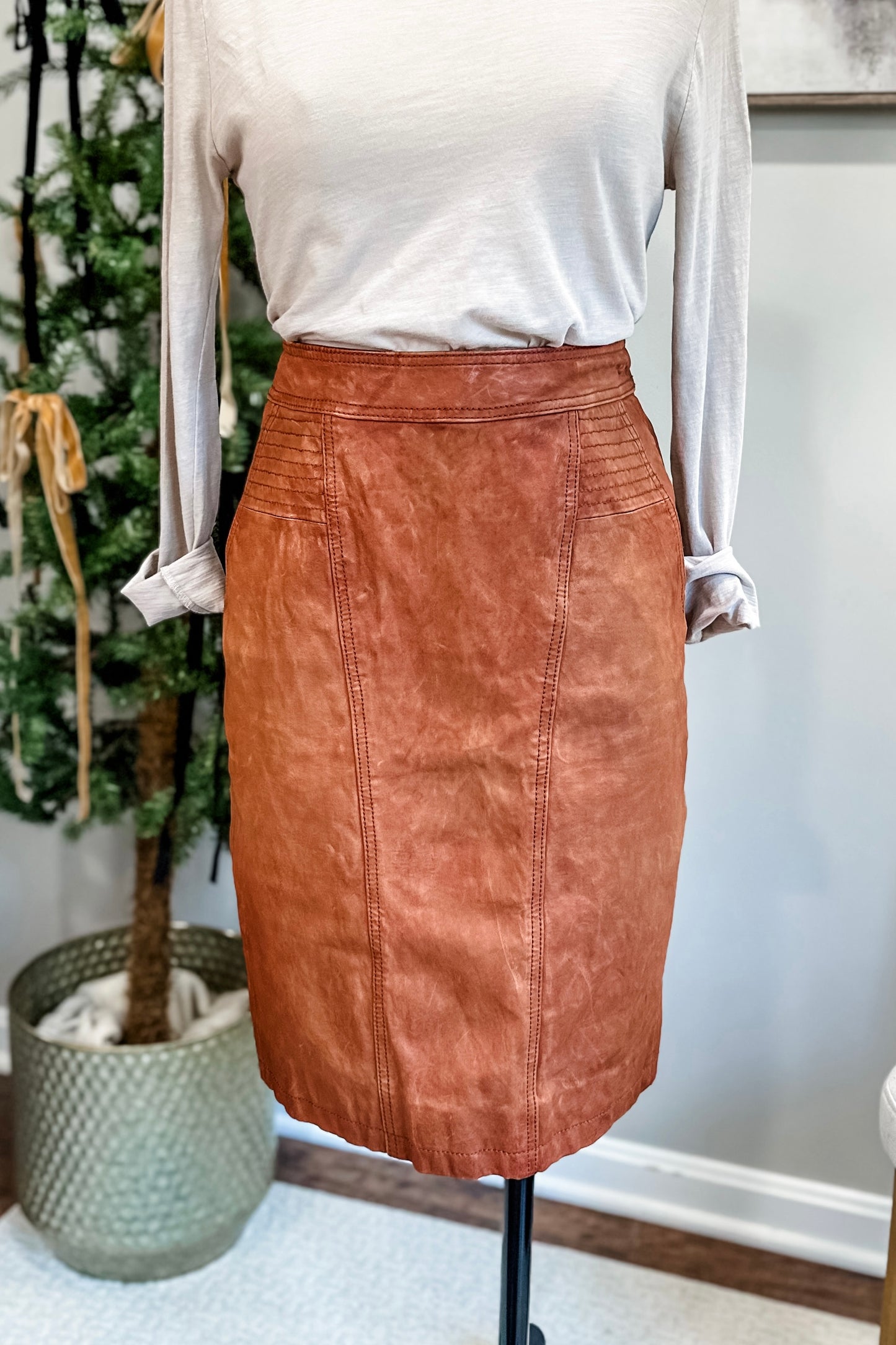 (4) J.Crew Collection Leather Skirt