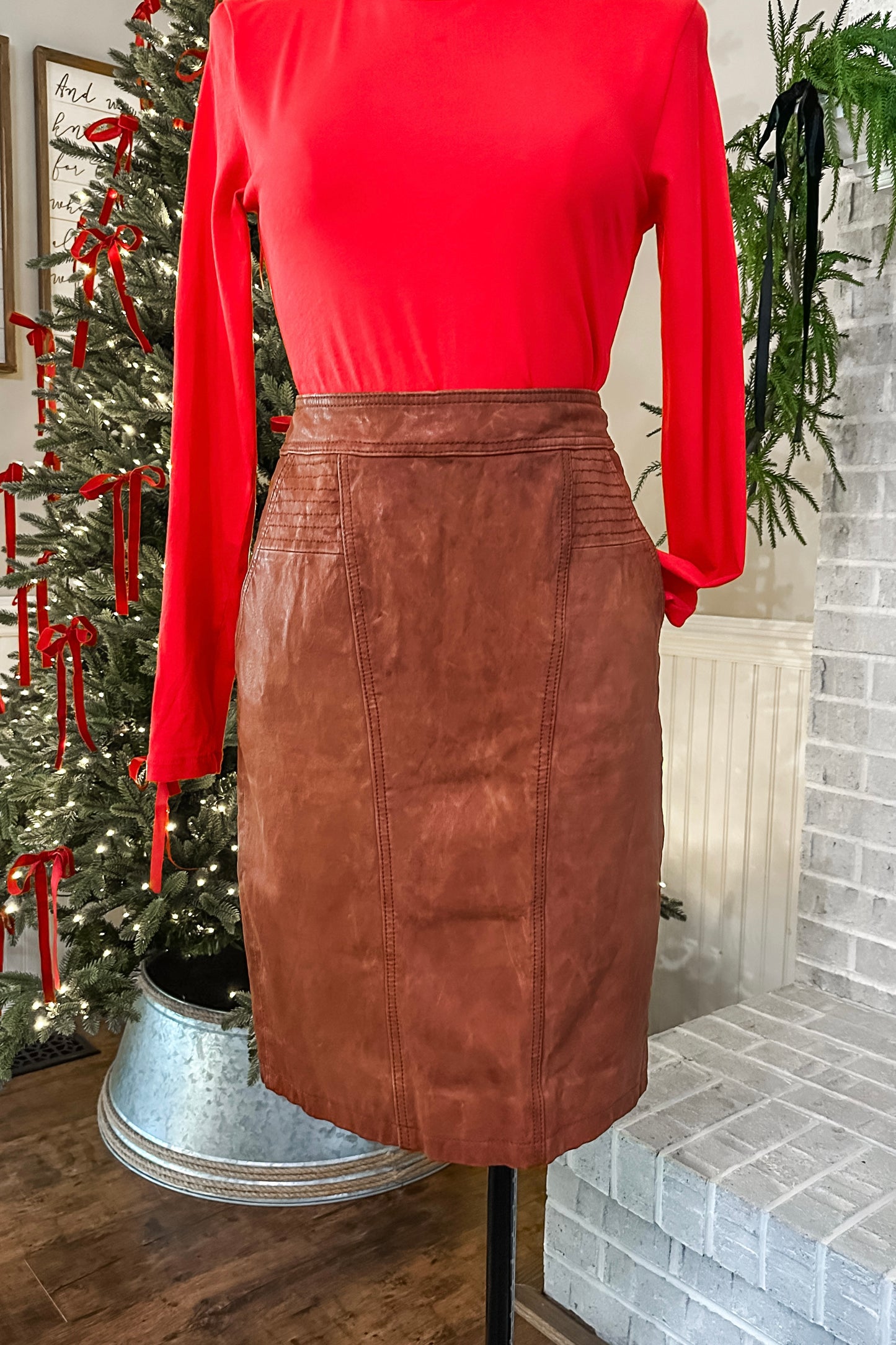 (4) J.Crew Collection Leather Skirt