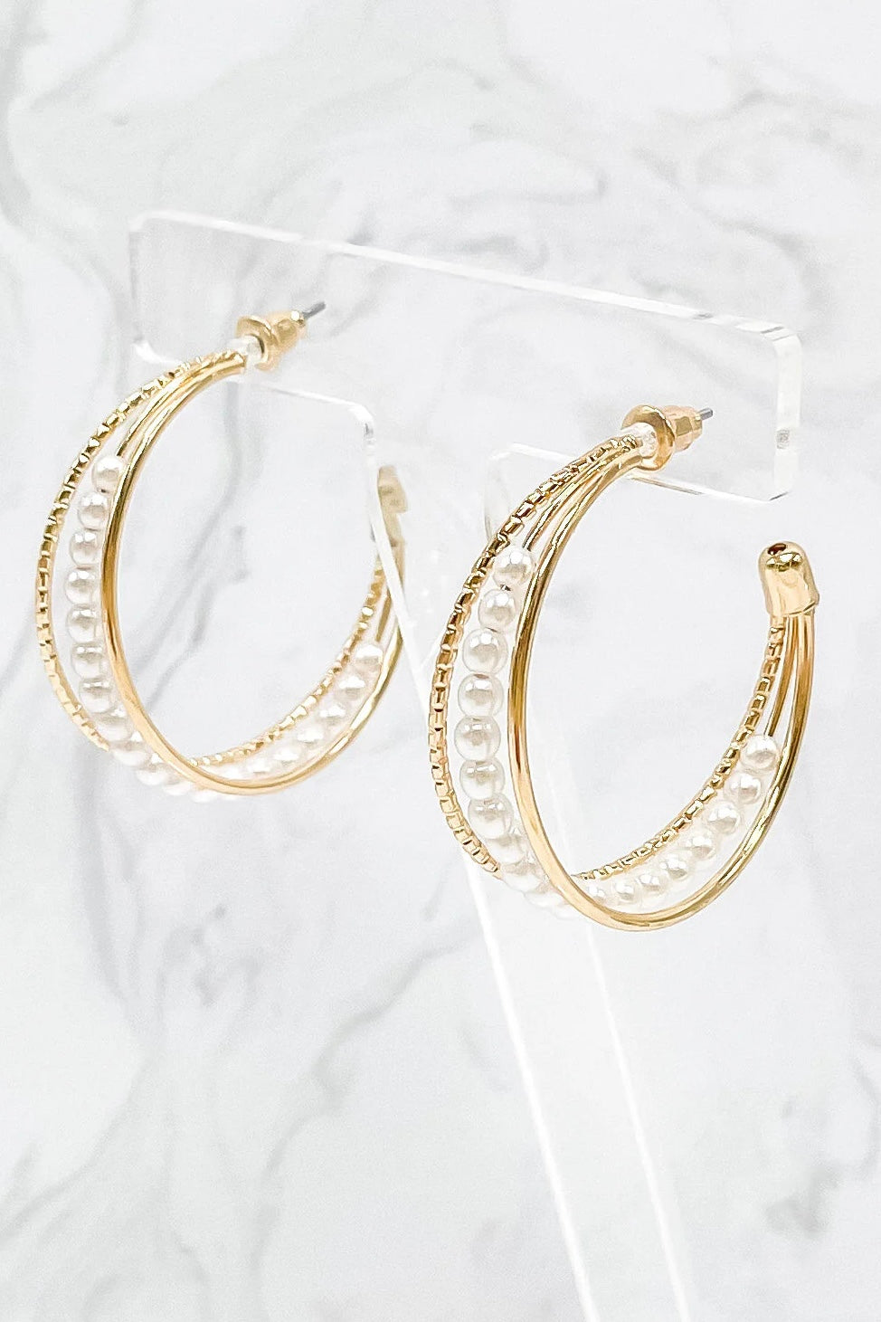 Cynthia Pearl Hoop Earrings