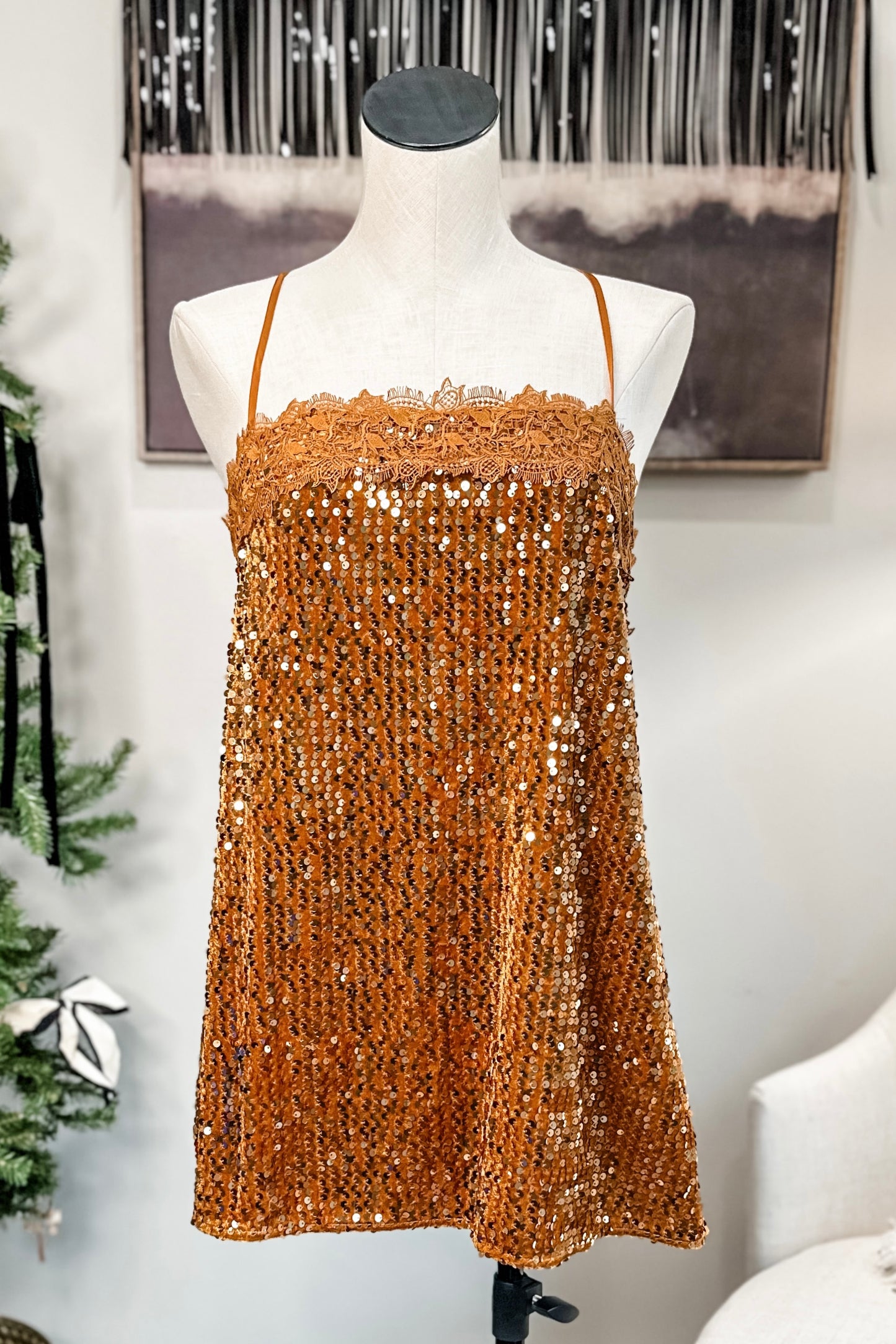 (M) Free People Sequin Slip Mini