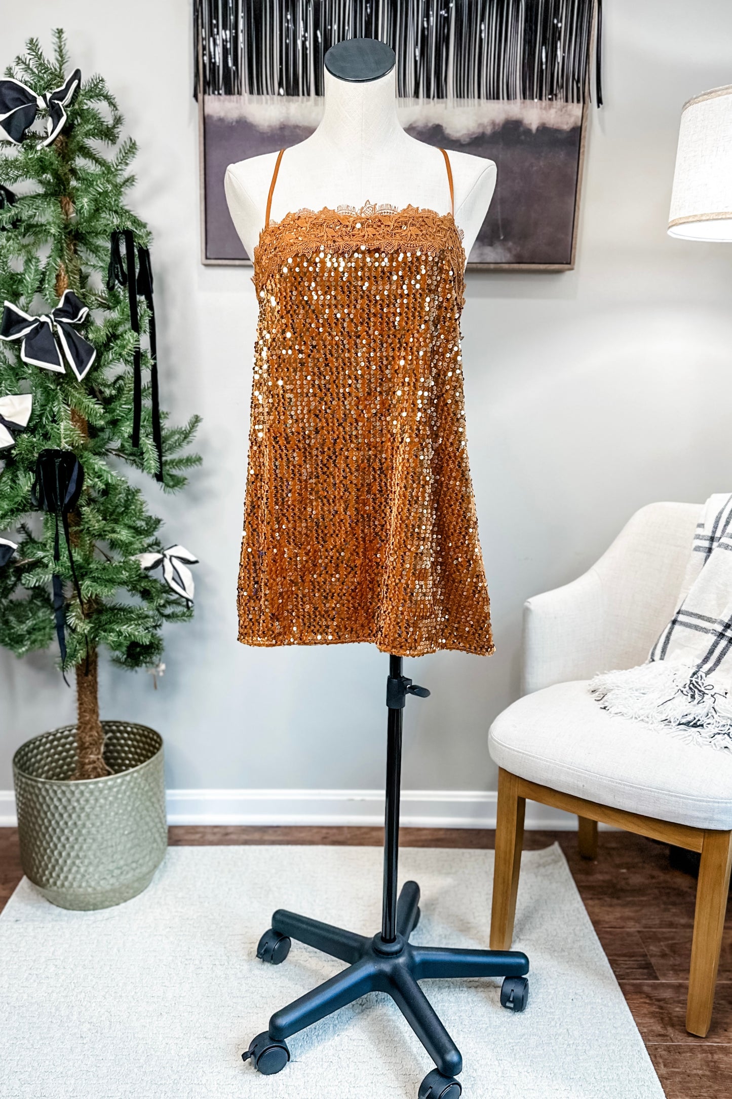 (M) Free People Sequin Slip Mini