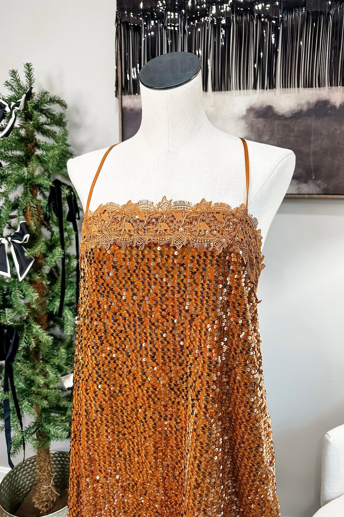 (M) Free People Sequin Slip Mini