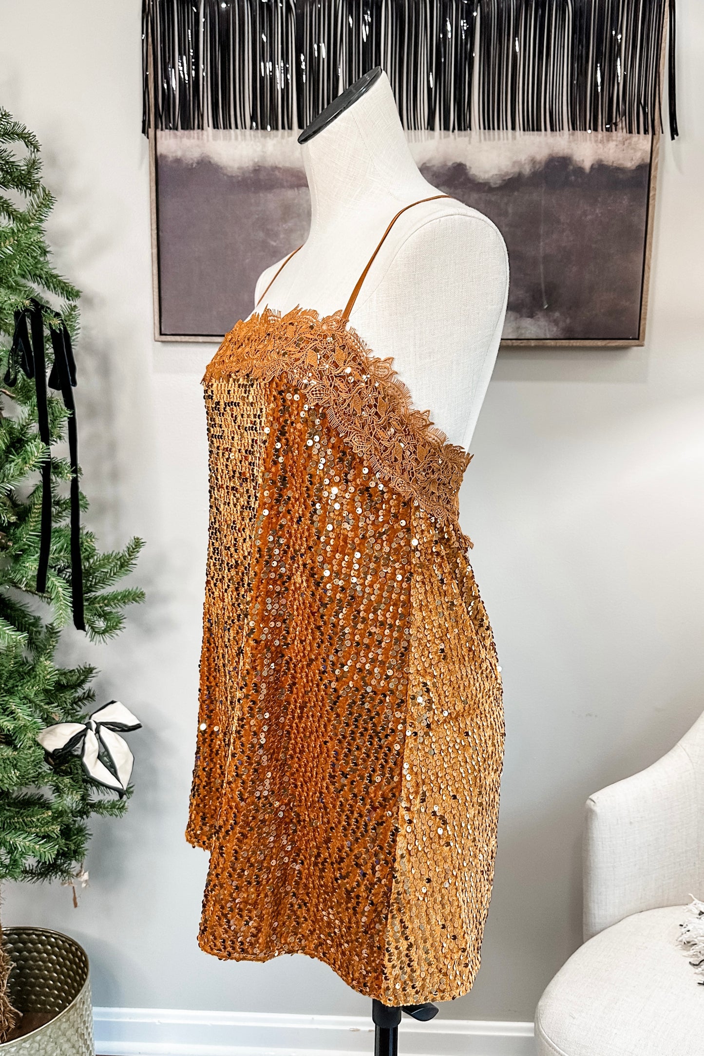 (M) Free People Sequin Slip Mini