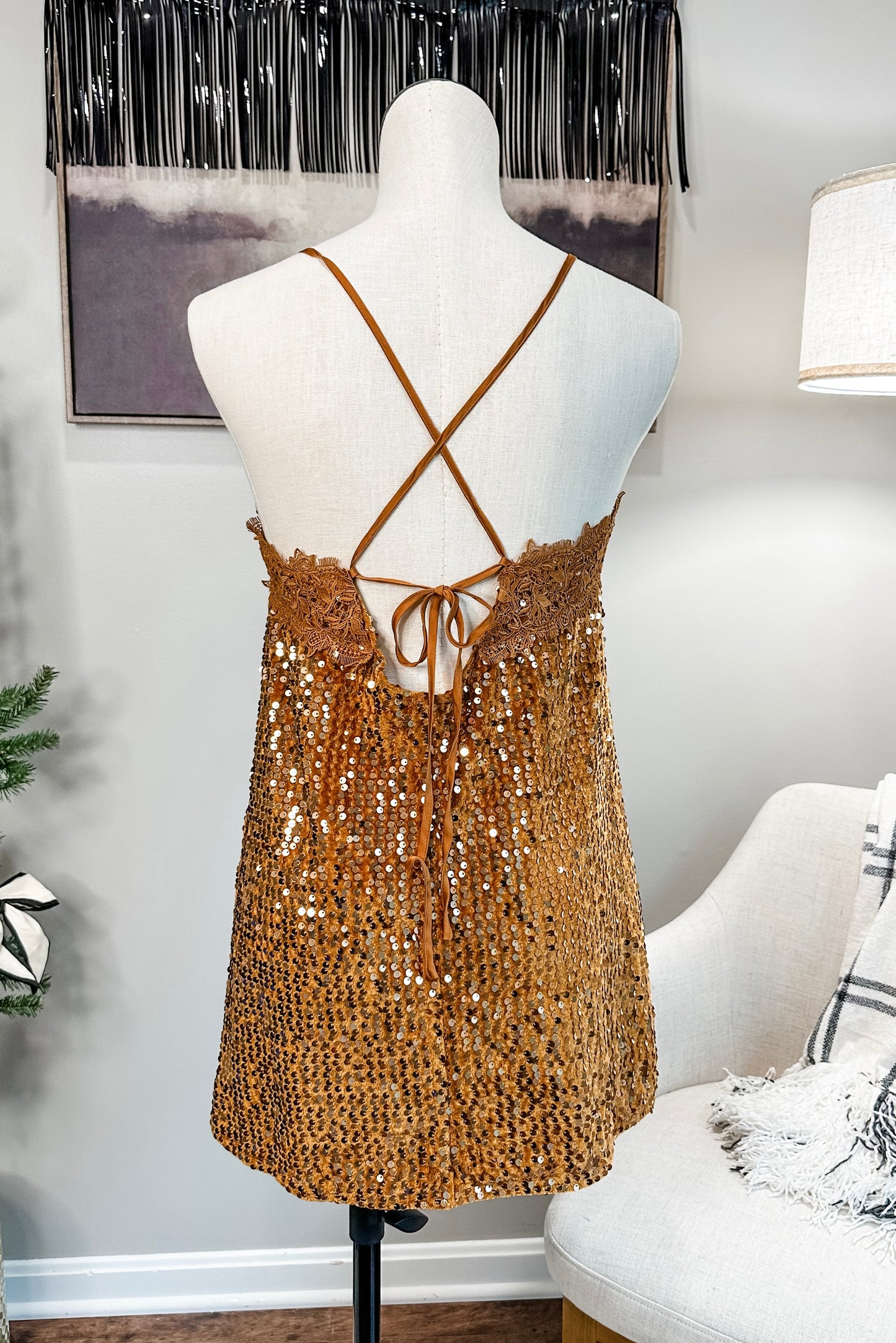 (M) Free People Sequin Slip Mini