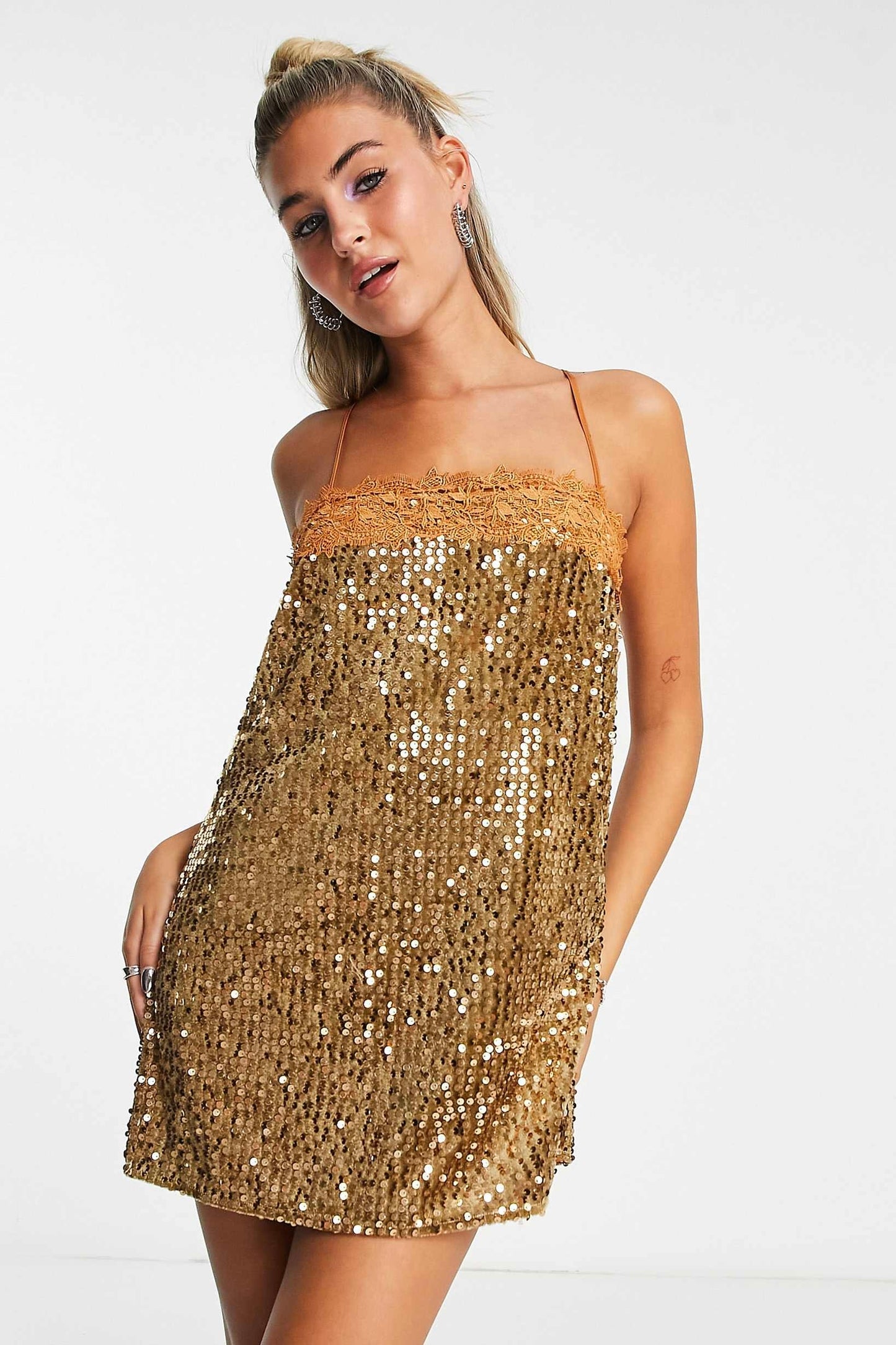 (M) Free People Sequin Slip Mini