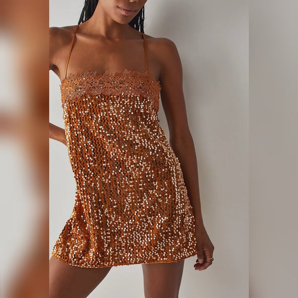 (M) Free People Sequin Slip Mini